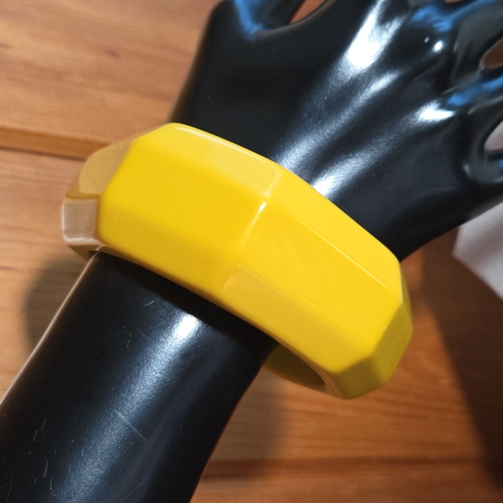 Bold Yellow Geometric Acrylic Bangle Bracelet